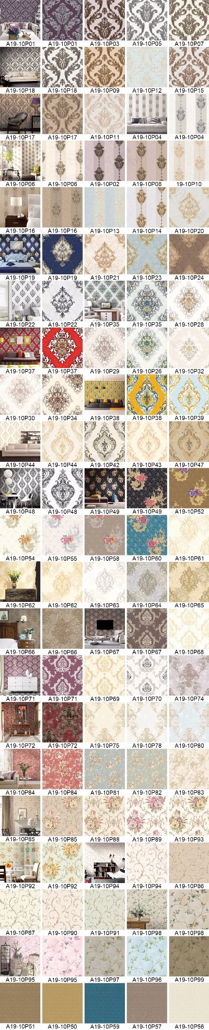 China Wholesale Interior Wallpaper with PVC/Nonwoven/Pure Paper